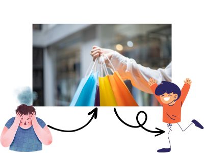 買い物でストレス発散する画像